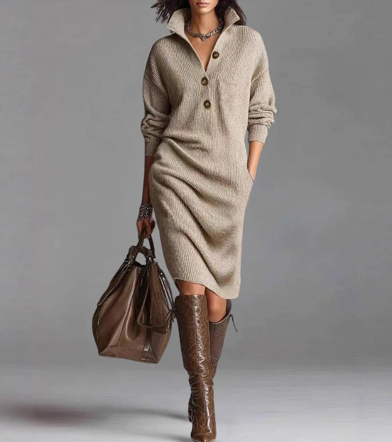 Toshiko - Elegante Abito A Maniche Lunghe Lavorato A Maglia