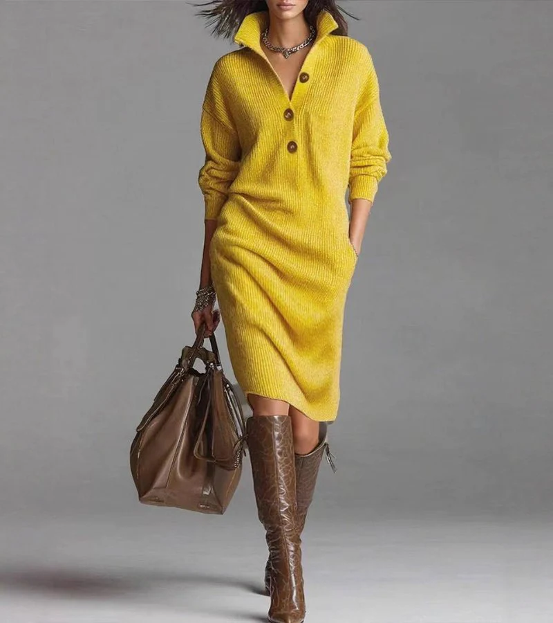 Toshiko - Elegante Abito A Maniche Lunghe Lavorato A Maglia - Image 4