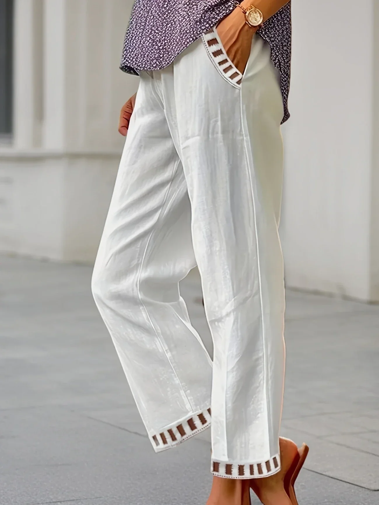 Tracey - Contrasto Trim Cropped Pantaloni - Image 11