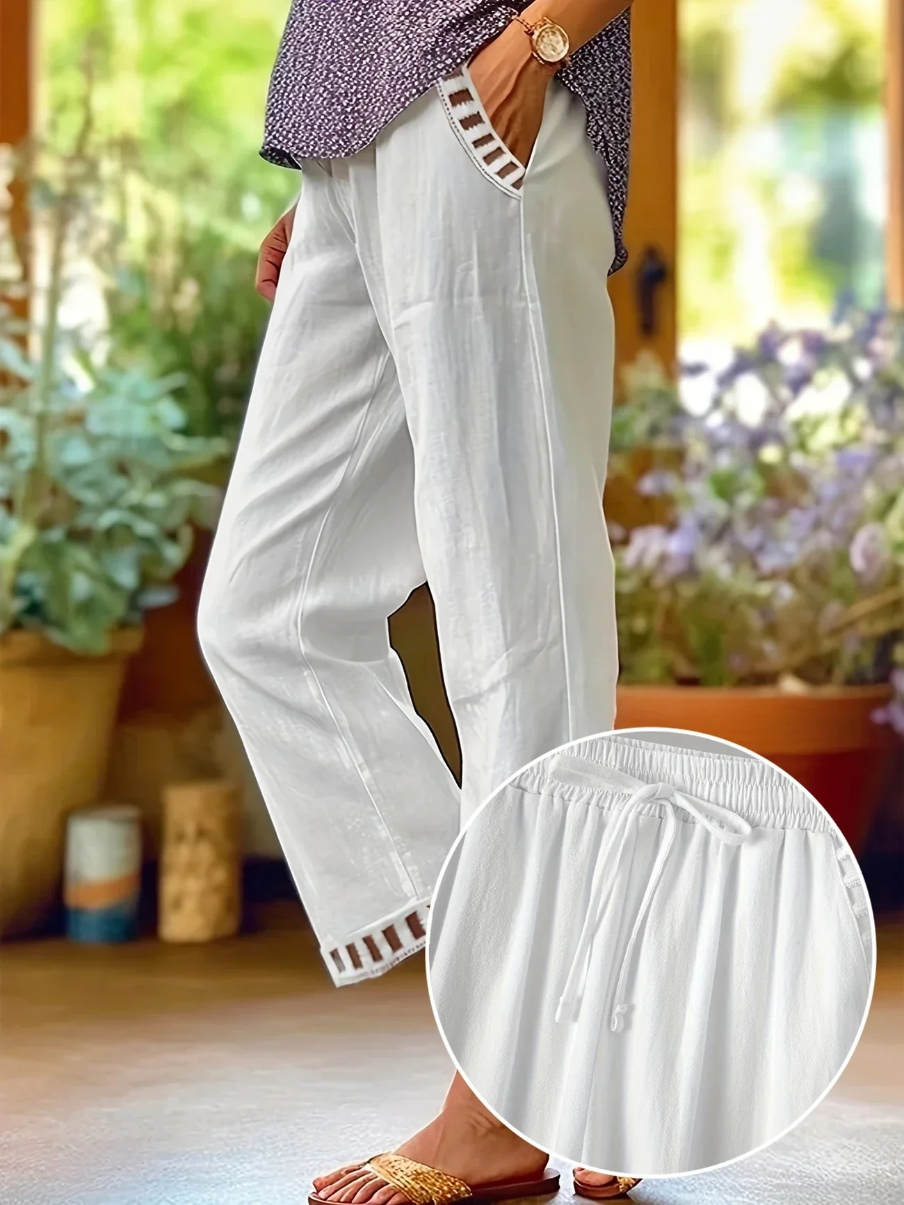 Tracey - Contrasto Trim Cropped Pantaloni - Image 14