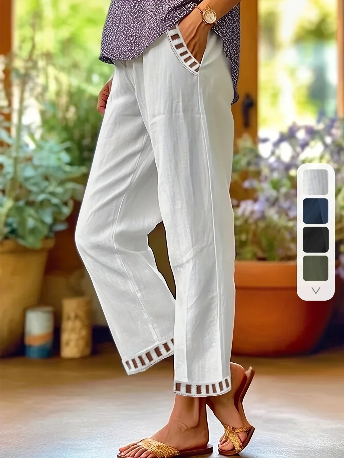 Tracey - Contrasto Trim Cropped Pantaloni - Image 15