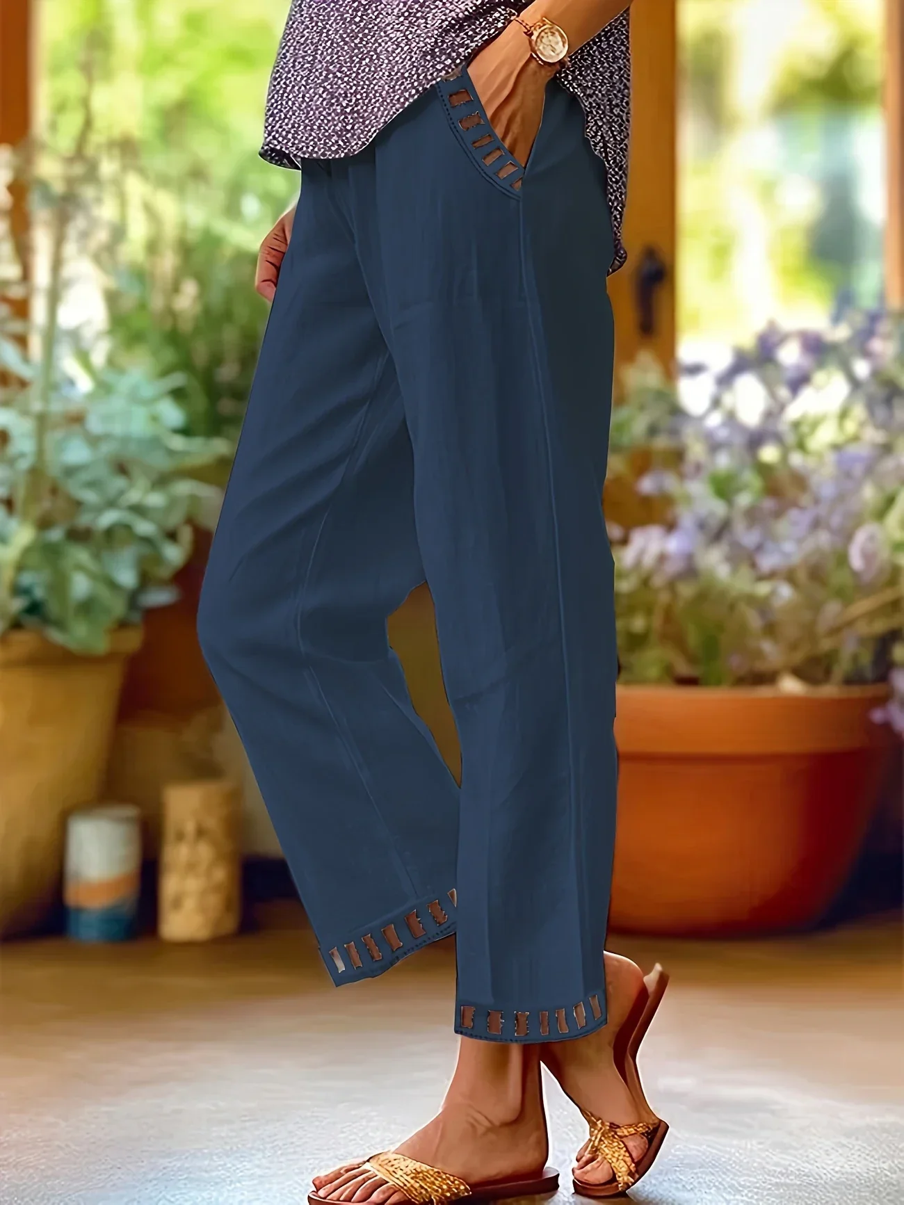 Tracey - Contrasto Trim Cropped Pantaloni - Image 2