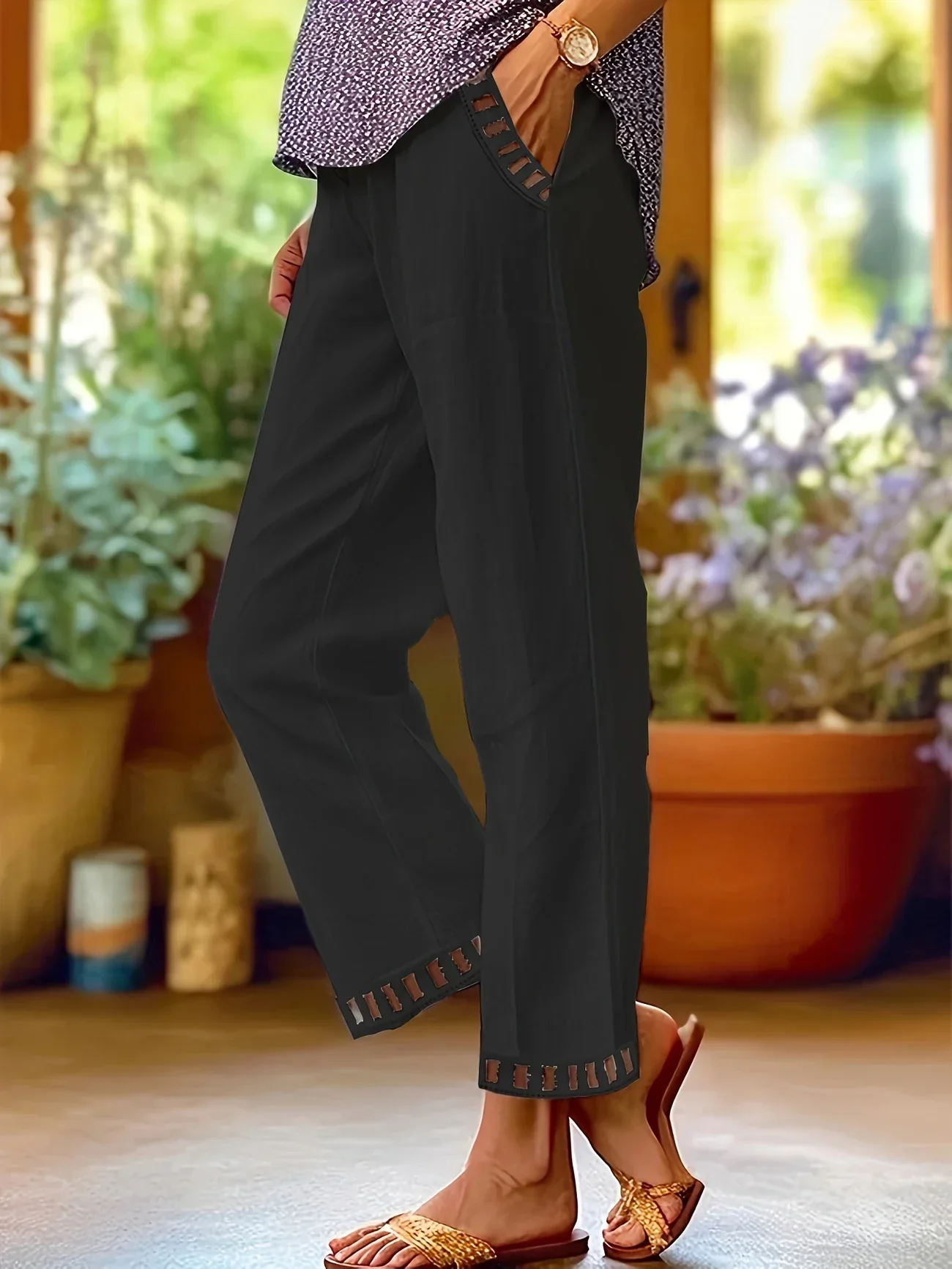 Tracey - Contrasto Trim Cropped Pantaloni - Image 3