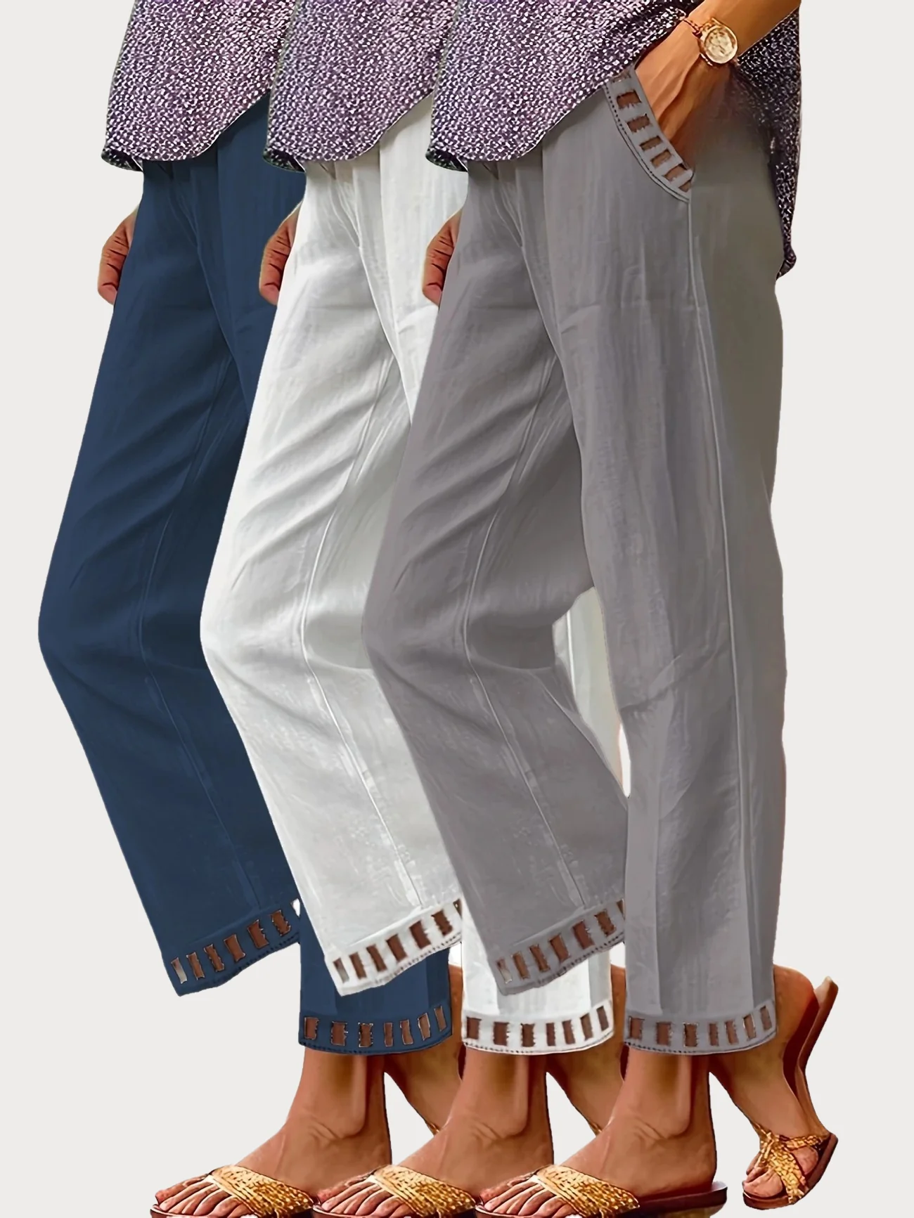 Tracey - Contrasto Trim Cropped Pantaloni - Image 47