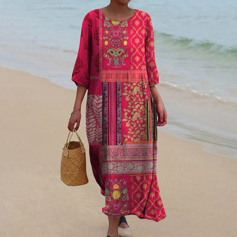 Ustinya - Elegante Abito Lungo Boho Dalla Vestibilità Morbida - Image 2