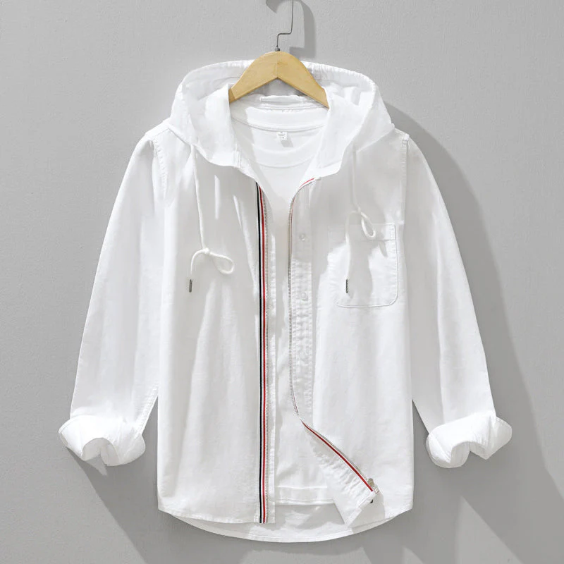 Vance - Camicia con Cappuccio e Cerniera in Lino