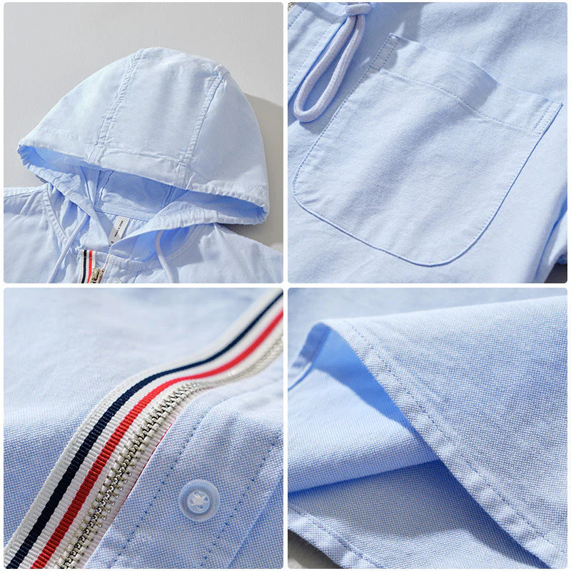 Vance - Camicia con Cappuccio e Cerniera in Lino - Image 4