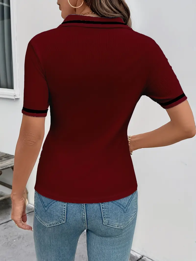 Vasilka - Elegante Top a Maniche Corte Con Colletto - Image 10