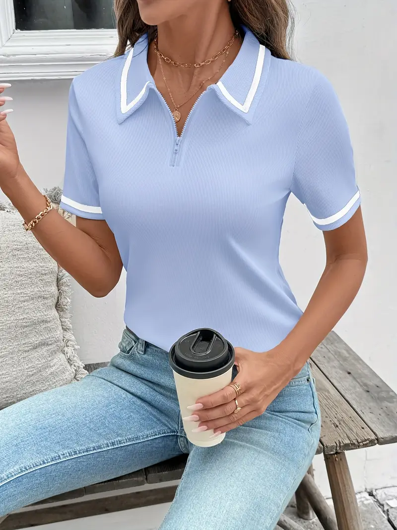 Vasilka - Elegante Top a Maniche Corte Con Colletto - Image 12