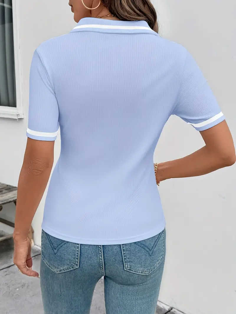 Vasilka - Elegante Top a Maniche Corte Con Colletto - Image 14
