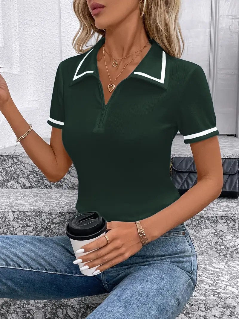 Vasilka - Elegante Top a Maniche Corte Con Colletto - Image 16