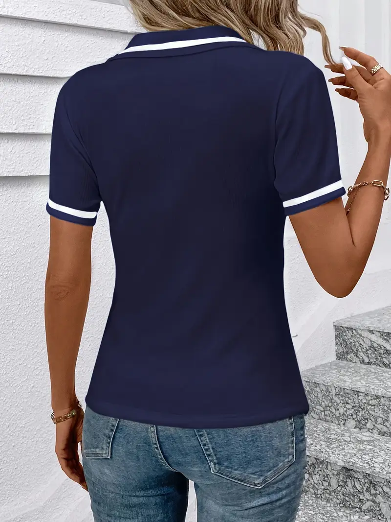 Vasilka - Elegante Top a Maniche Corte Con Colletto - Image 22