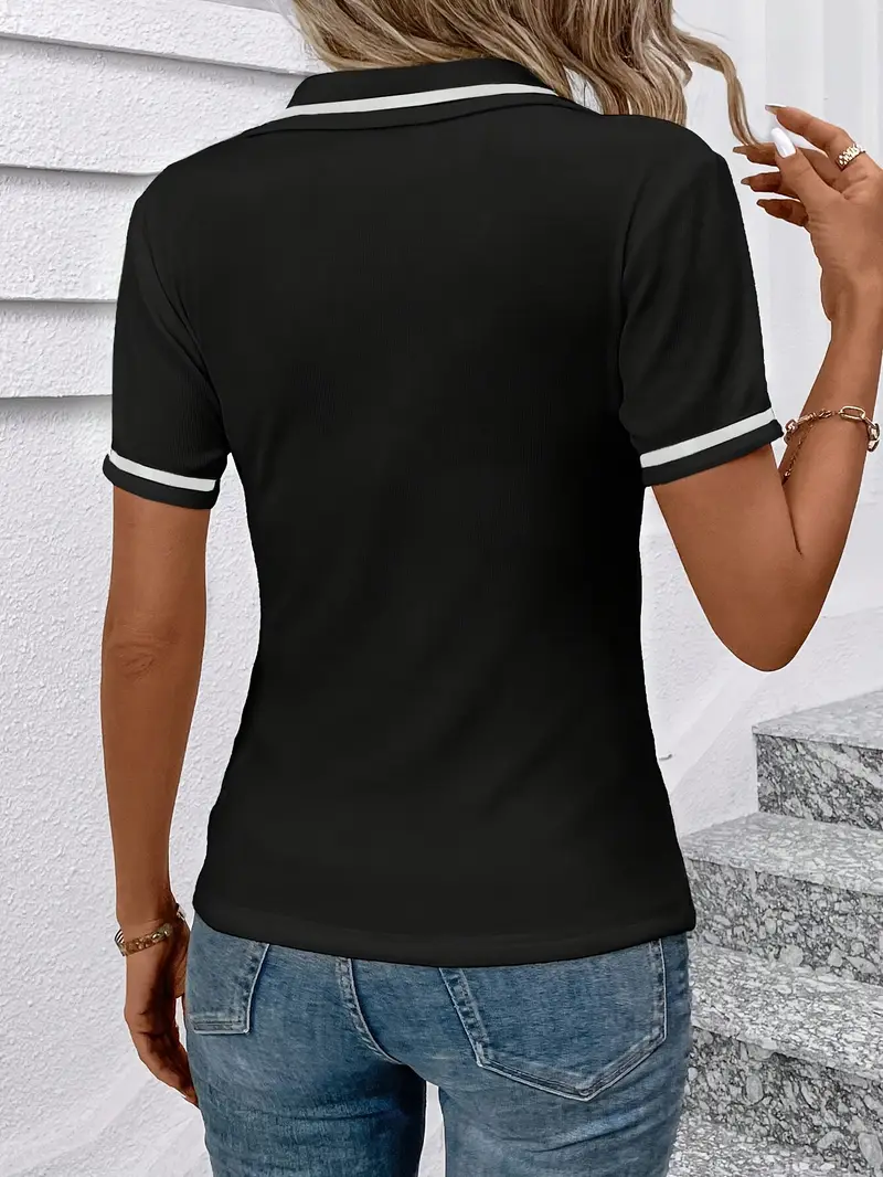 Vasilka - Elegante Top a Maniche Corte Con Colletto - Image 26