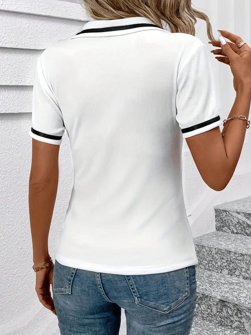 Vasilka - Elegante Top a Maniche Corte Con Colletto - Image 32