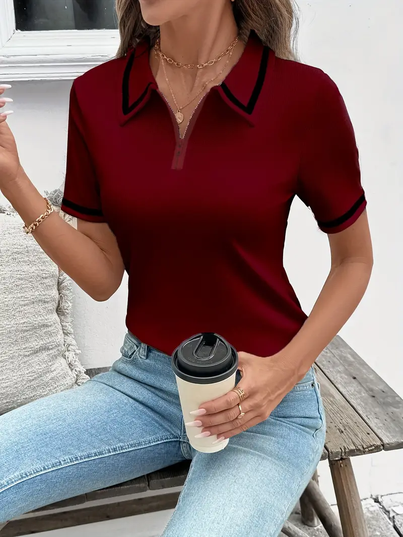 Vasilka - Elegante Top a Maniche Corte Con Colletto - Image 8