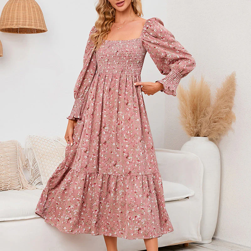 Vasilya - Abito Elegante con Maniche Svasate e Motivo Floreale - Image 3