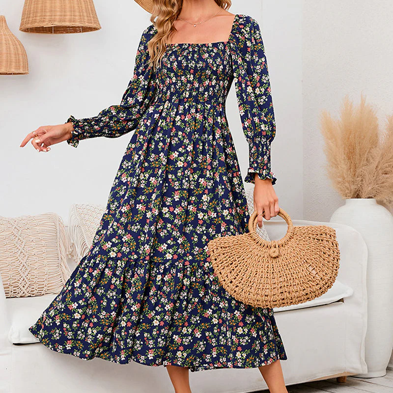 Vasilya - Abito Elegante con Maniche Svasate e Motivo Floreale - Image 4