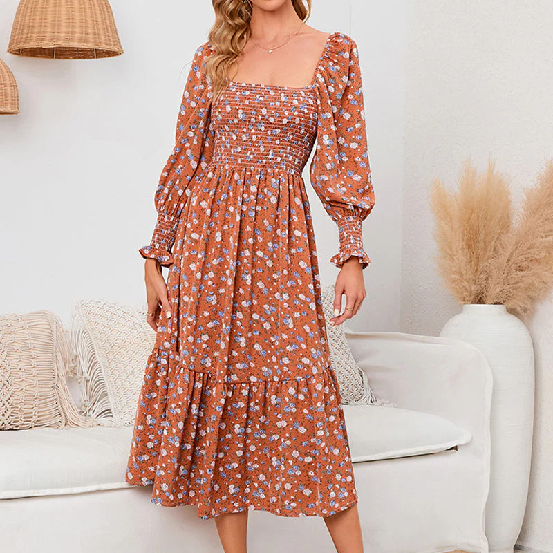 Vasilya - Abito Elegante con Maniche Svasate e Motivo Floreale - Image 5