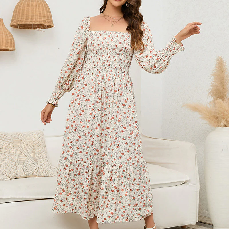 Vasilya - Abito Elegante con Maniche Svasate e Motivo Floreale - Image 6