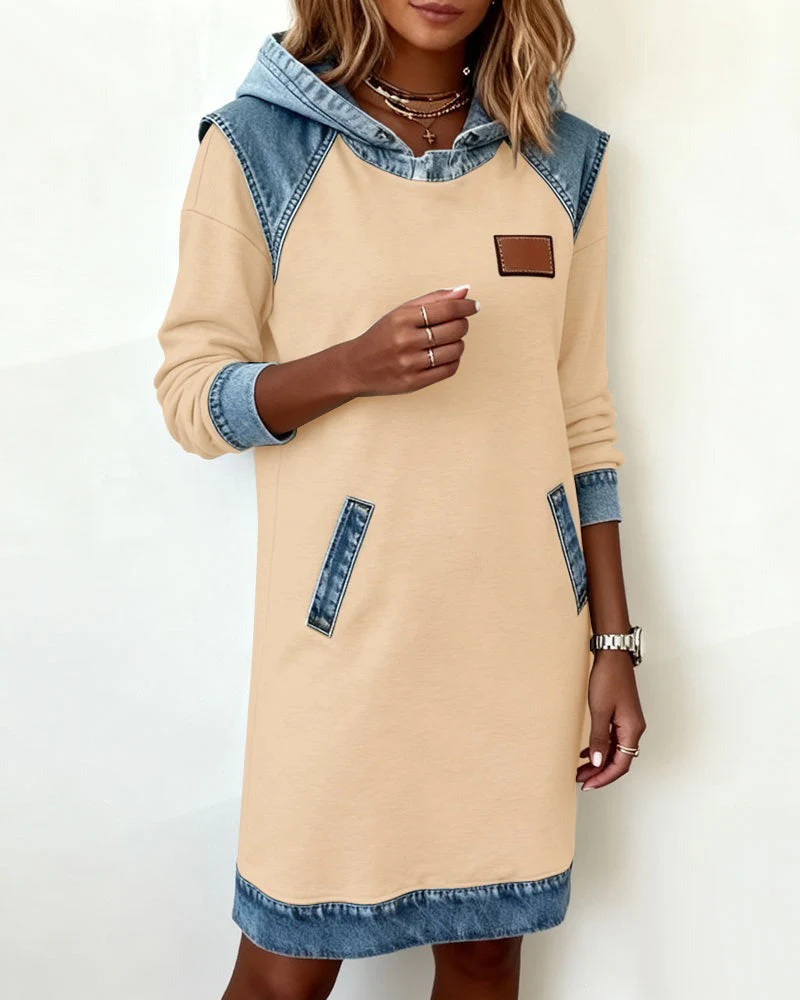 Viktoria - Abito Casual Con Cappuccio E Inserti In Denim - Image 15