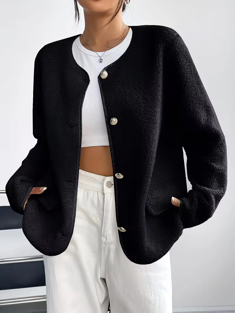 Viktorija - Elegante Giacca Con Collo Rotondo e Bottoni - Image 11