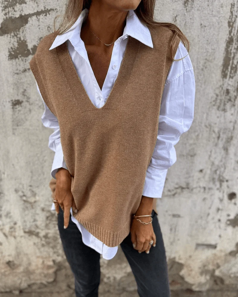 Violaine - Cardigan Senza Maniche Lavorato A Maglia