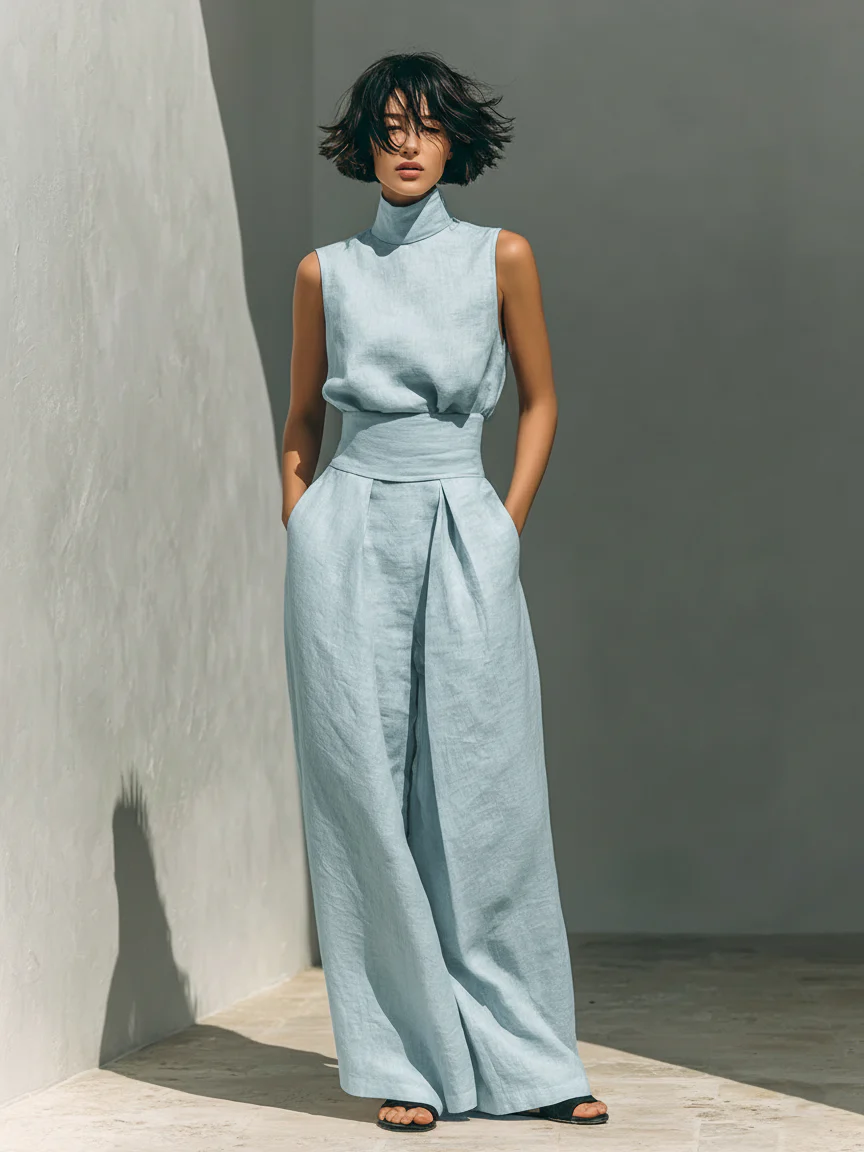Vlatka - Set Composto Da Camicetta Senza Maniche e Pantaloni a Gamba Larga - Image 3