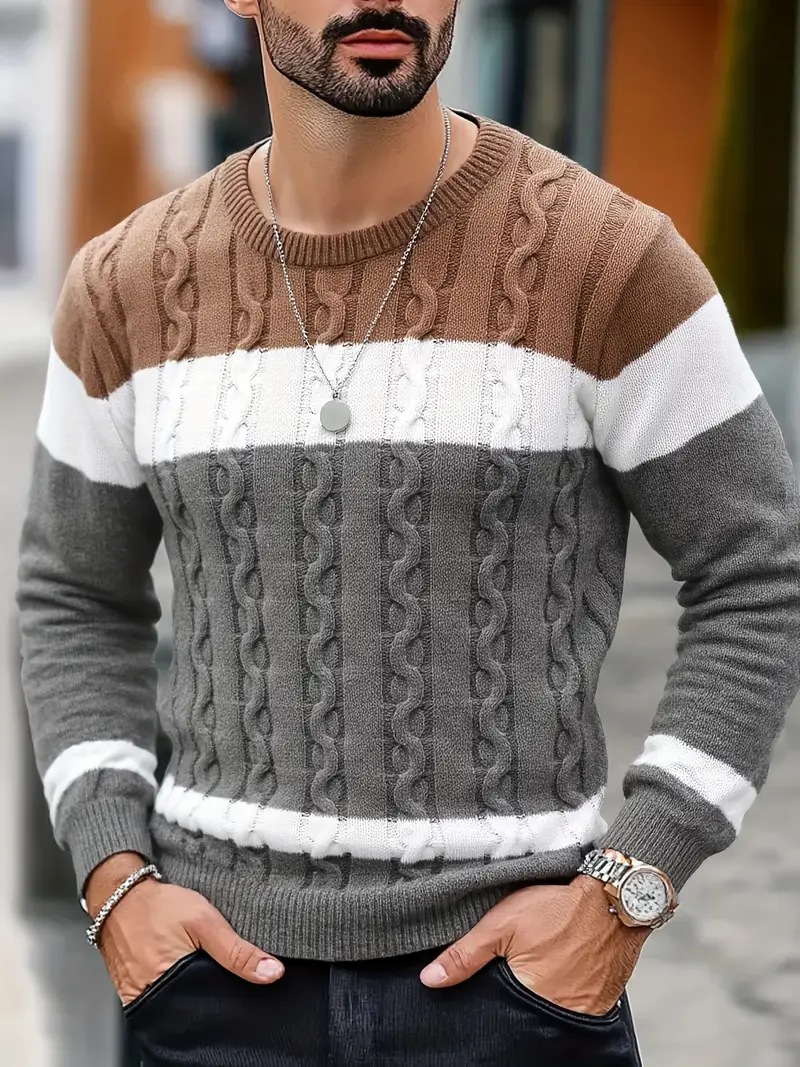 Watkins - Maglione Casual a Maniche Lunghe Lavorato a Maglia