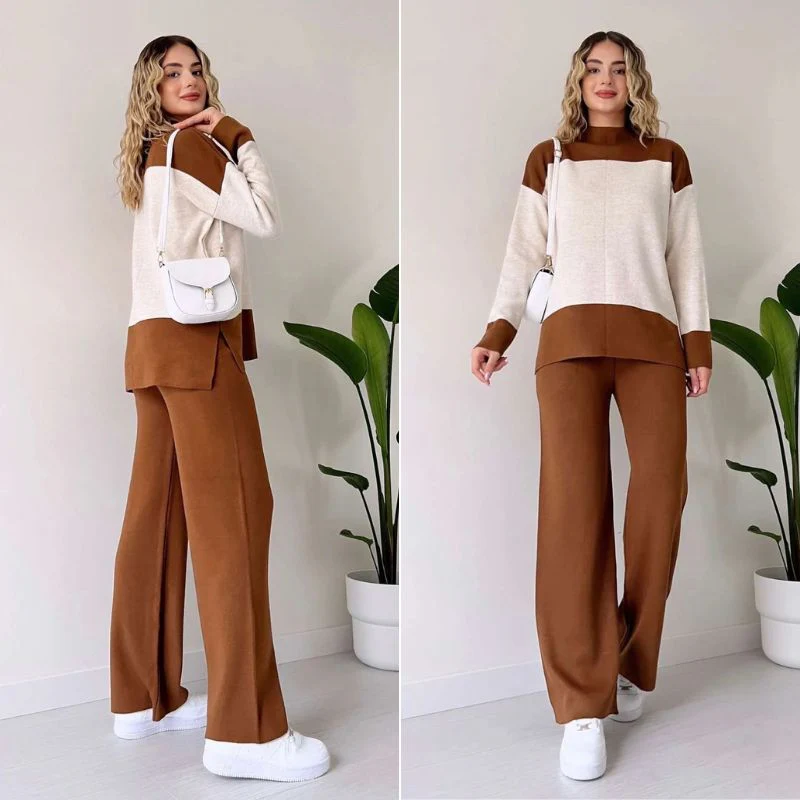 Wenja - Completo due Pezzi con Top a collo Tondo e Pantaloni a Gamba Larga - Image 3