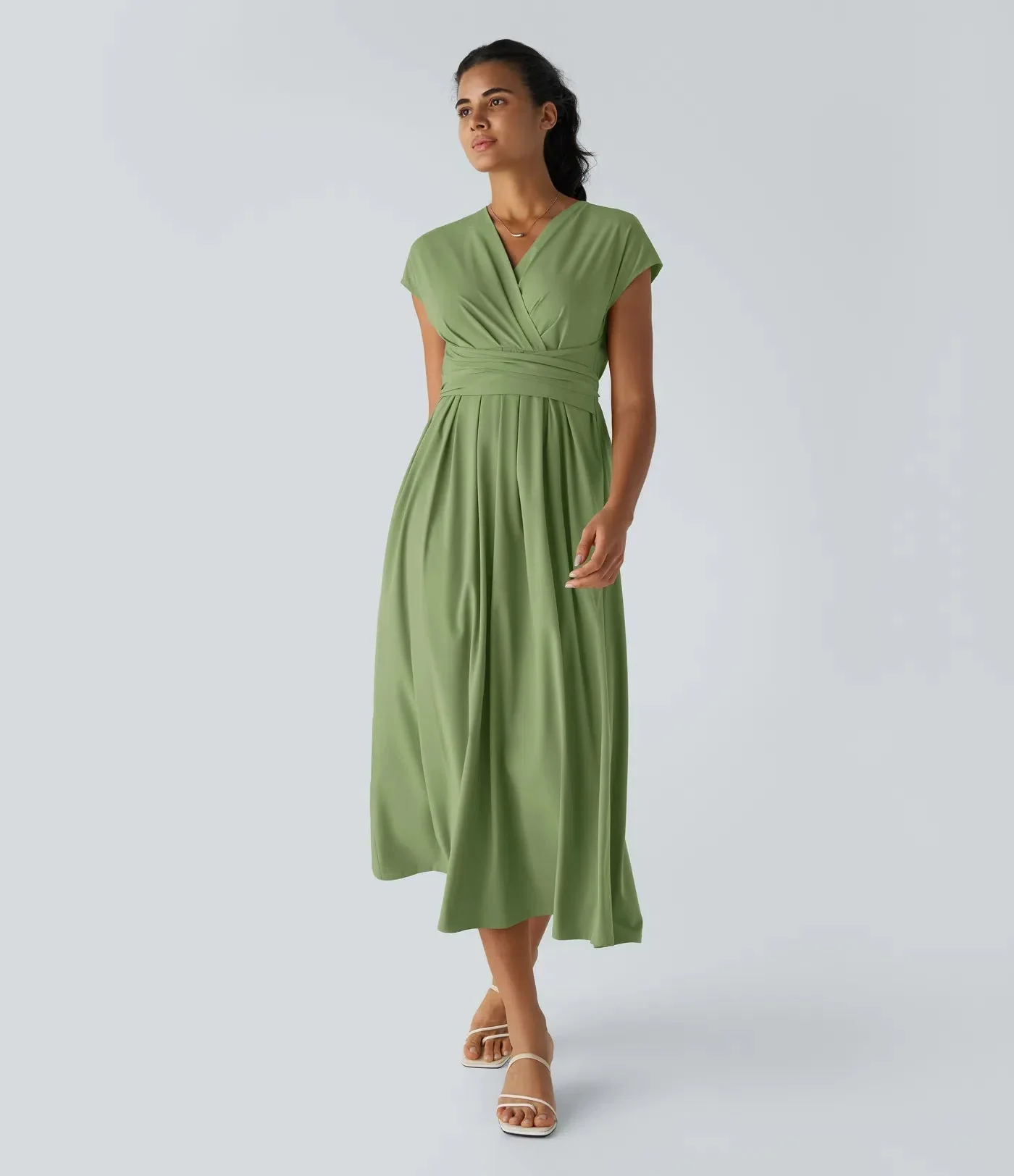 Wilhelmine - Elegante Abito Avvolgente a Vita Alta - Image 4