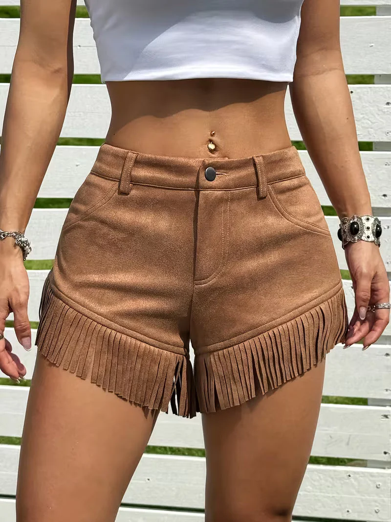 Wiliya - Pantaloncini Vintage a Vita Bassa Con Frange - Image 3