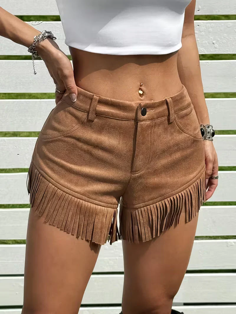 Wiliya - Pantaloncini Vintage a Vita Bassa Con Frange - Image 5