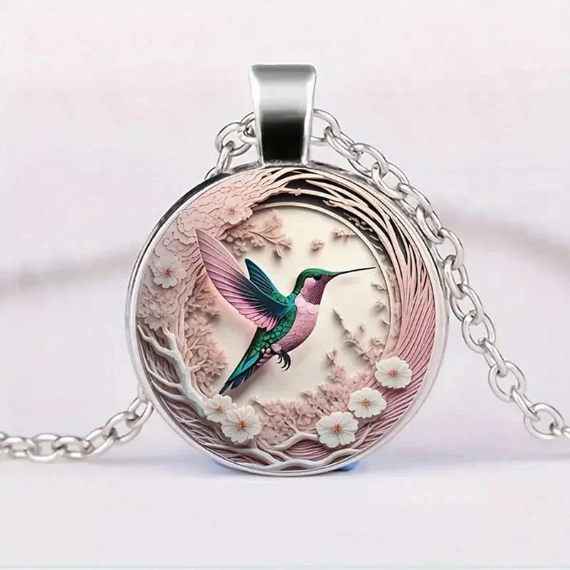 WingAura - Collana con Ciondolo a Cupola in Vetro a forma di Colibrì - Image 2