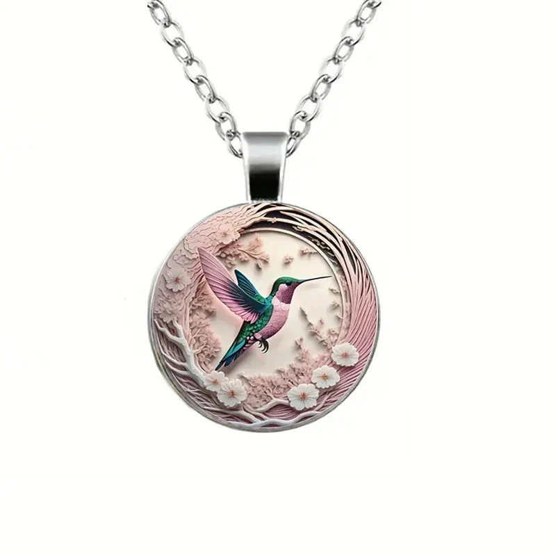 WingAura - Collana con Ciondolo a Cupola in Vetro a forma di Colibrì - Image 5