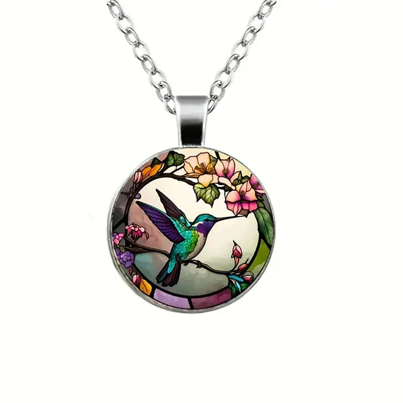 WingAura - Collana con Ciondolo a Cupola in Vetro a forma di Colibrì - Image 6