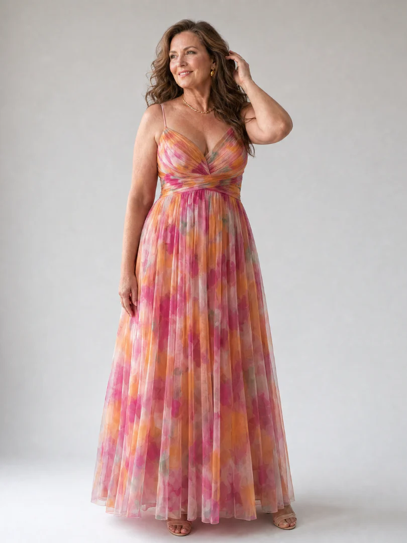 Xeenia - Elegante Abito Lungo in Chiffon Con Ritaglio - Image 6
