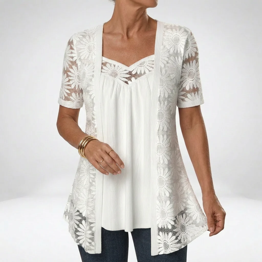 Yahaira - Elegante Camicetta a Maniche Corte