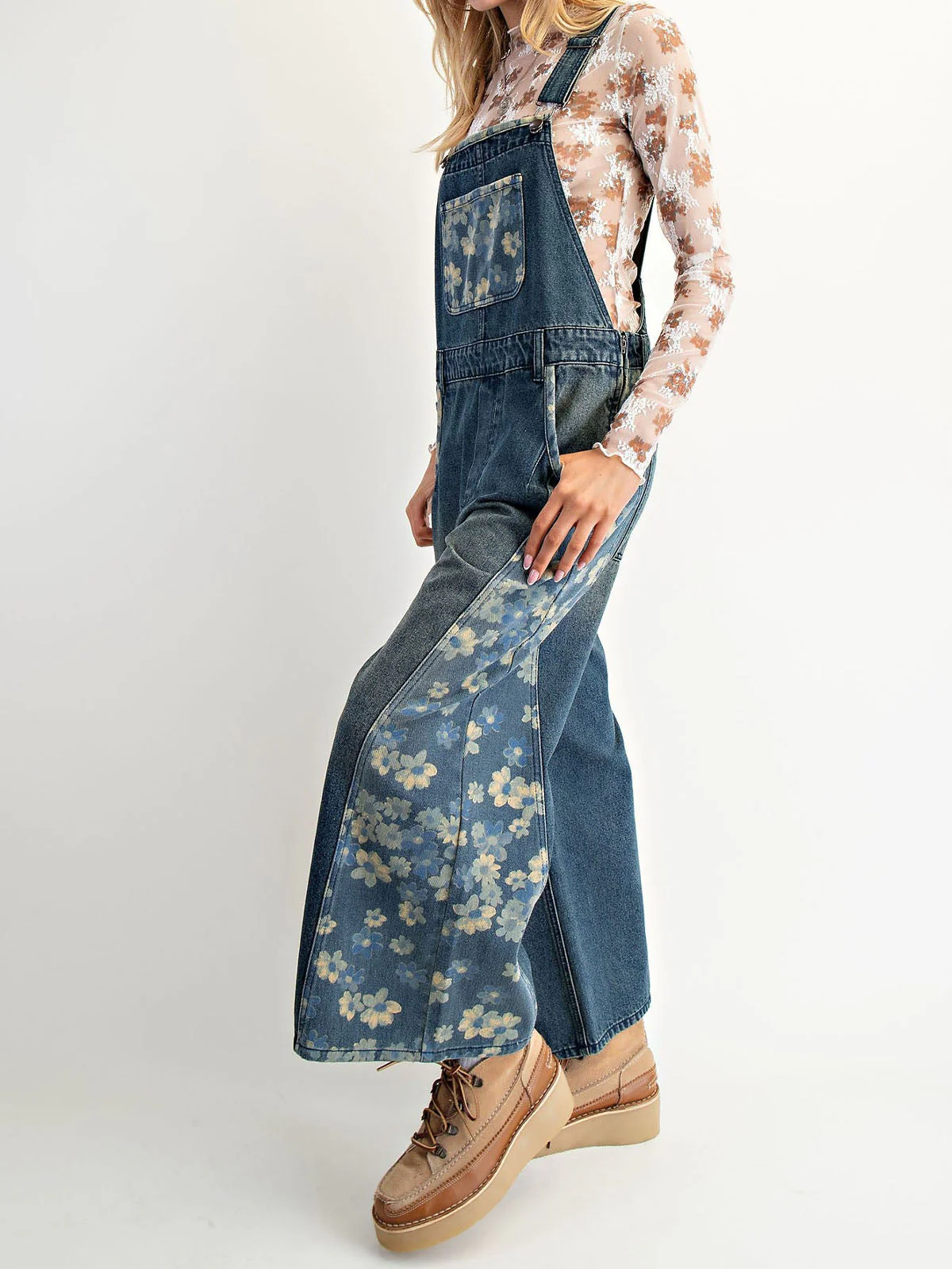 Yalita - Salopette in Denim con Fiori - Image 3