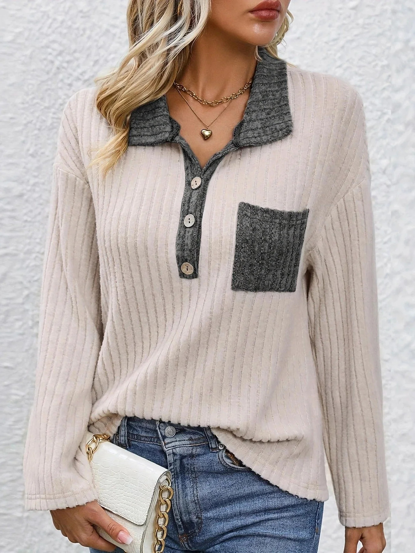 Yanna - Top con colletto a polo a righe Moda Pit - Image 6