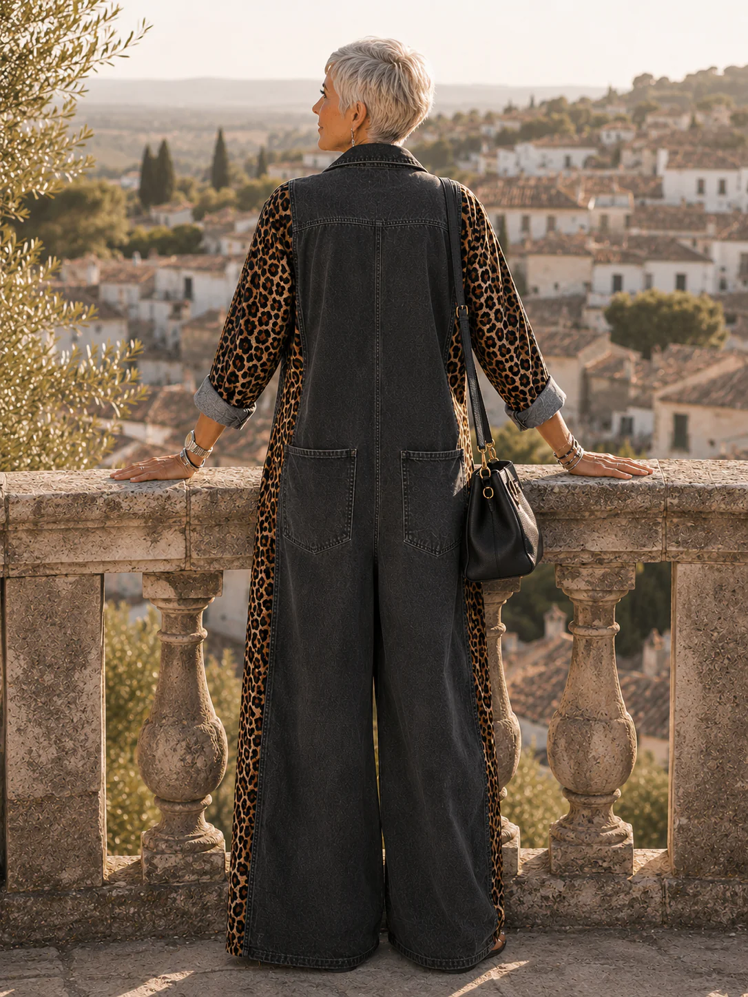 Yasmeen - Tuta Leggera in Denim Con Stampa Leopardata - Image 15