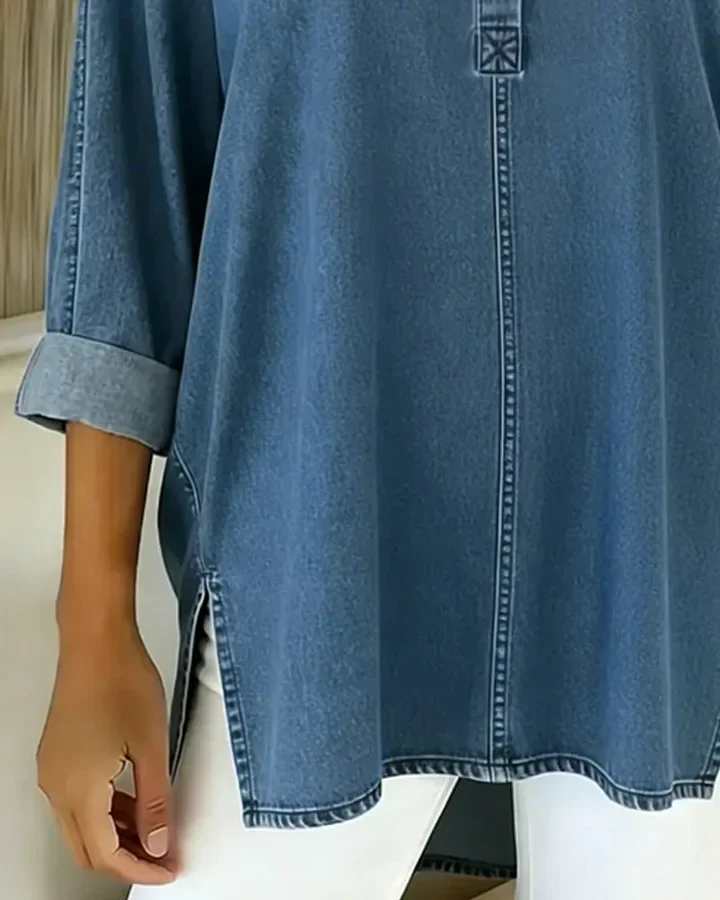 Yenara - Top in Denim con Bottoni e Scollo a V - Image 3
