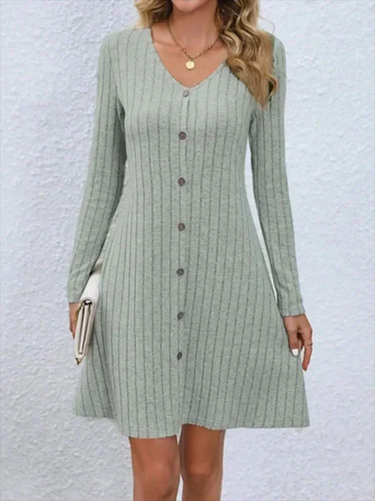 Yessie - Vestito con Collo a V e Bottoni - Image 3