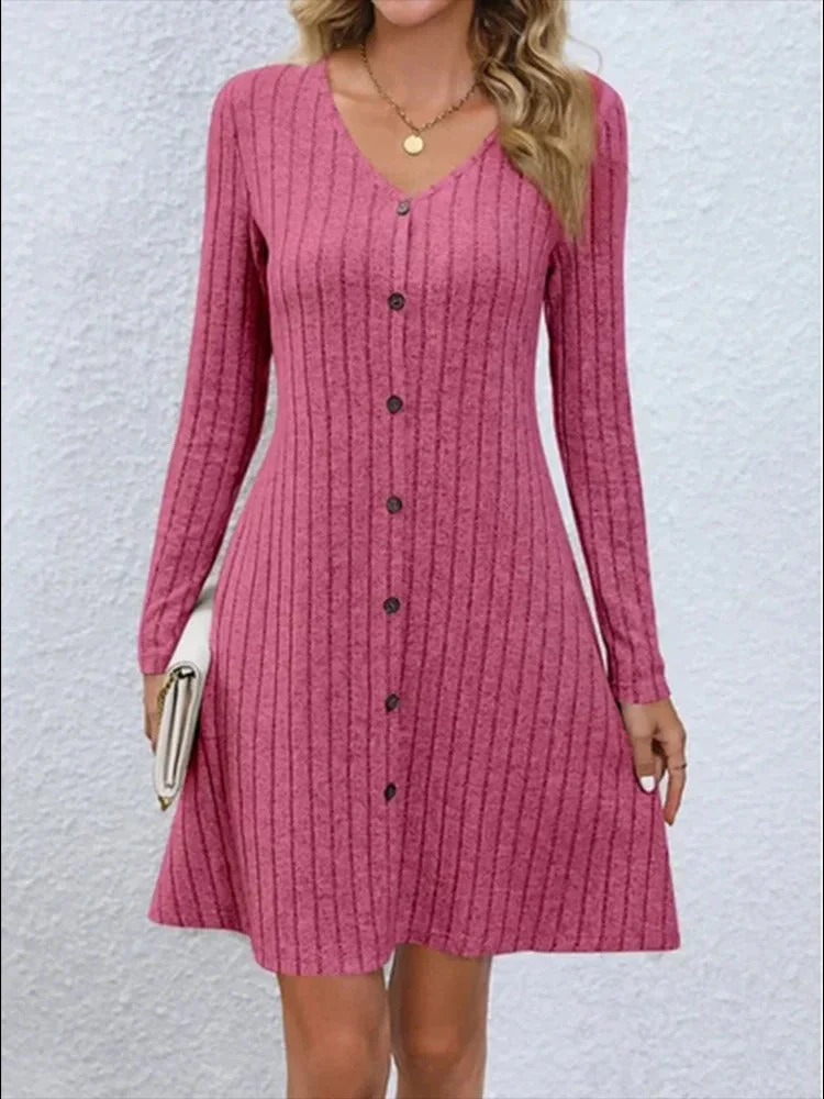 Yessie - Vestito con Collo a V e Bottoni - Image 4