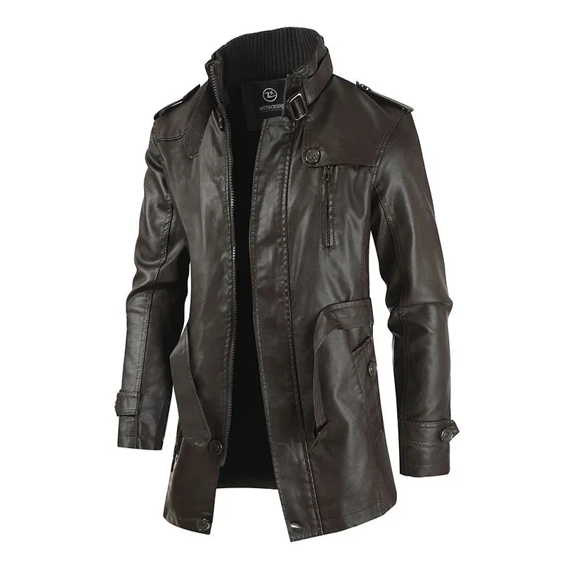 Zacharias - Elegante Giacca da Motociclista Lunga in Pelle - Image 2