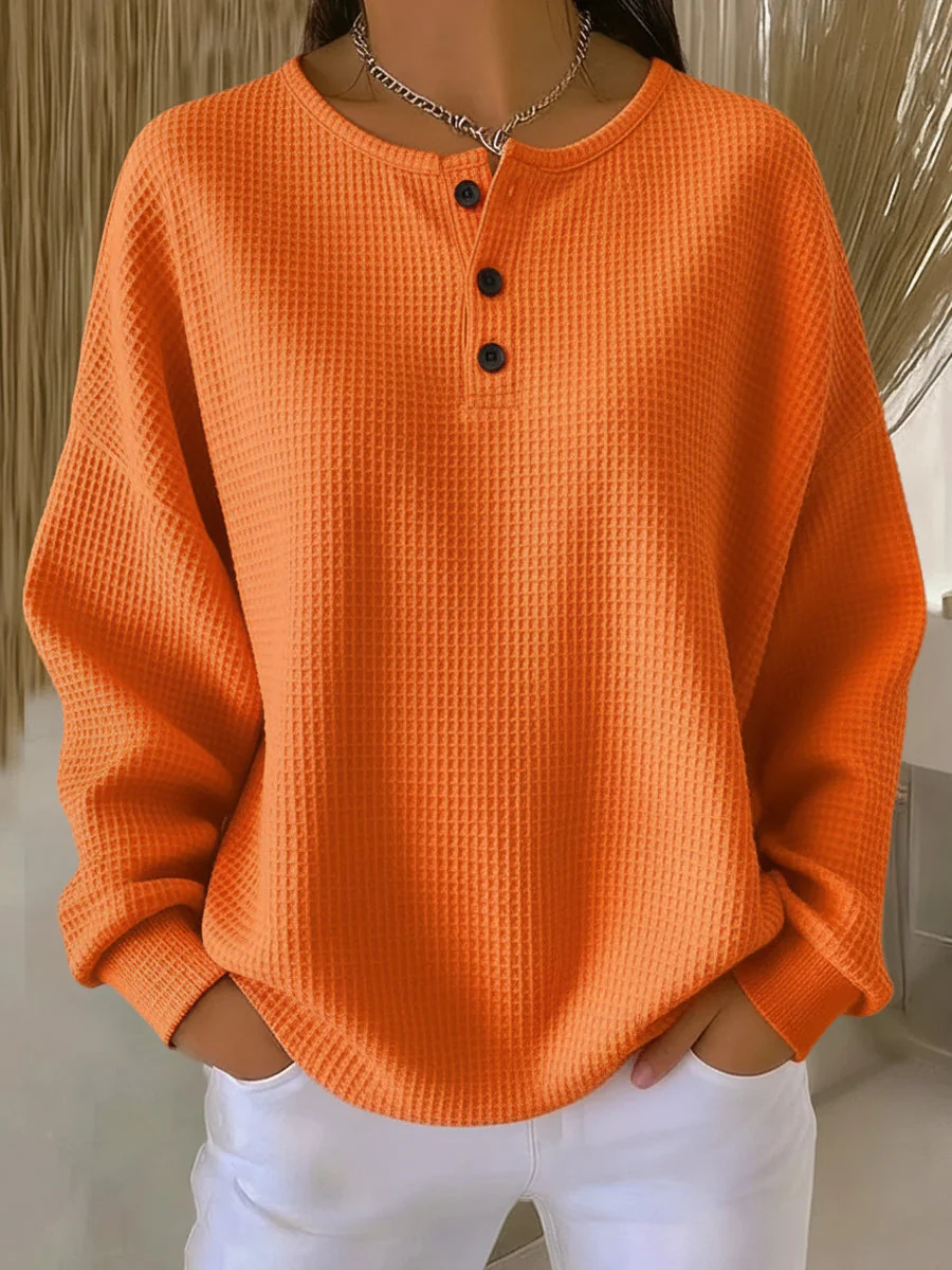 Zafiria - Top Casual Henley Con Bottoni