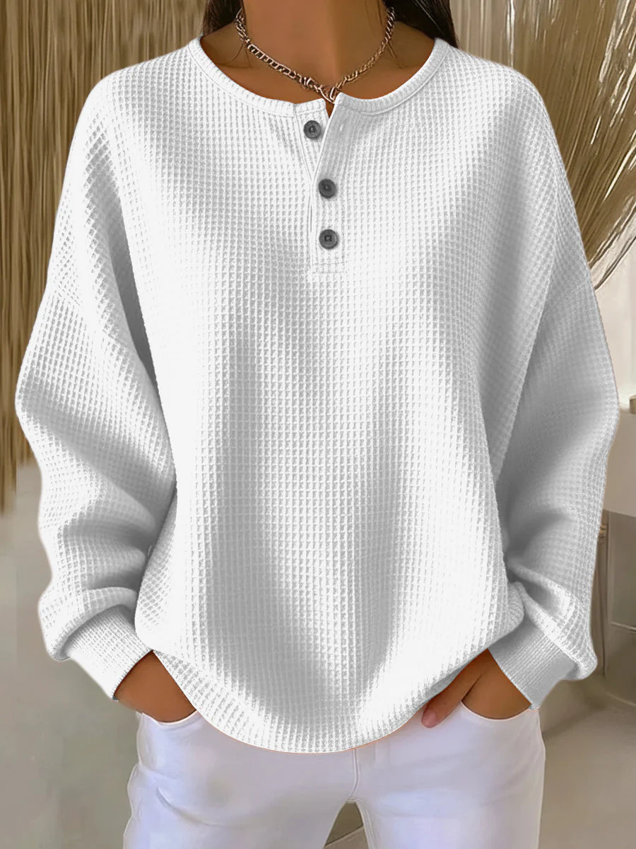 Zafiria - Top Casual Henley Con Bottoni - Image 2