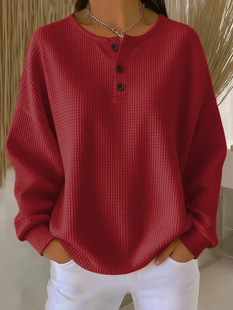 Zafiria - Top Casual Henley Con Bottoni - Image 4