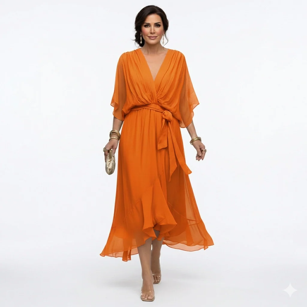 Zagda - Elegante Abito Midi Con Scollo a V - Image 10