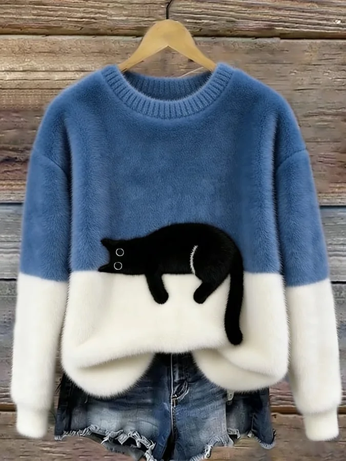 Zaidia – Maglione Lavorato a Maglia Con Grazioso Gatto - Image 3