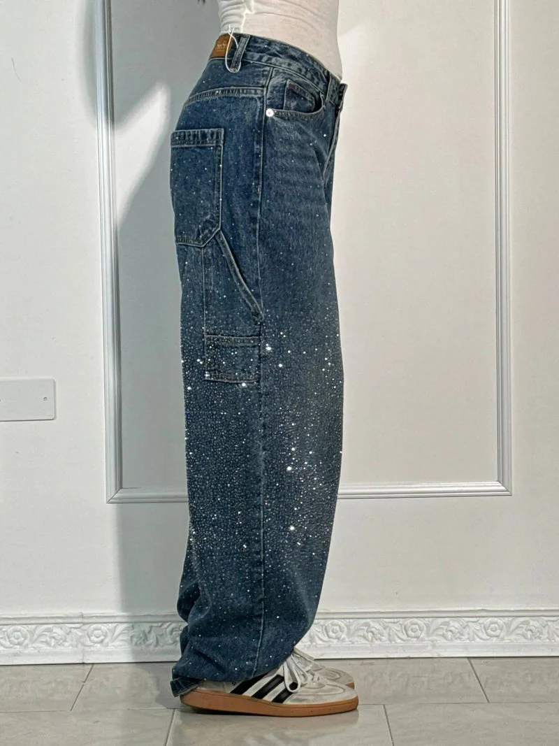 Zella - Jeans Comodi con Strass Luccicanti - Image 3